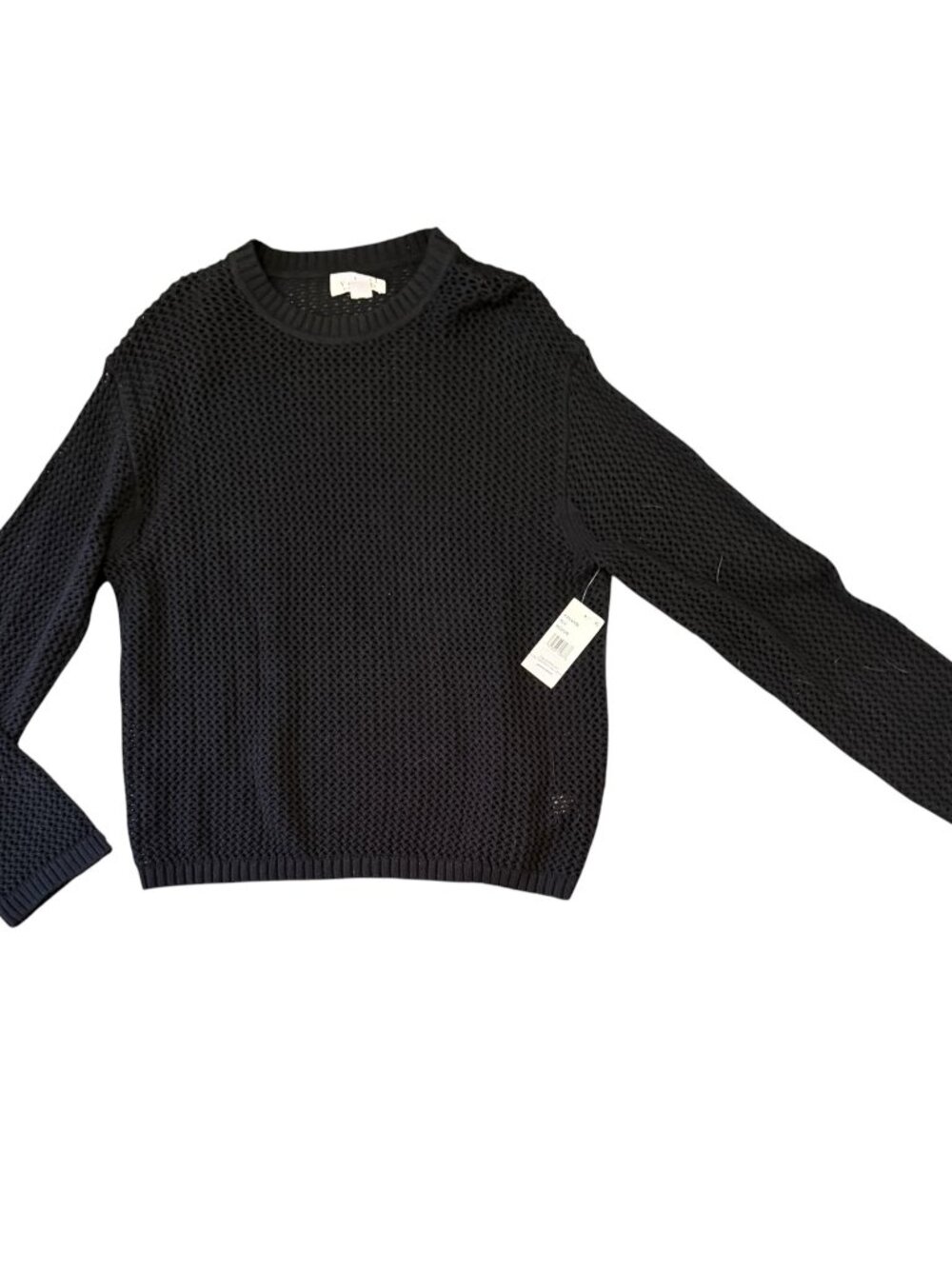 NWT Velvet by Graham & Spencer Kanan Sweater Black Cotton Cashmere- M-MSRP $198 - Picture 2 of 13